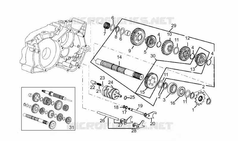 Arbre secondaire - 6 GEARS Aprilia APRILIA-MOTORCYCLES 50 RS 1993  RS 50