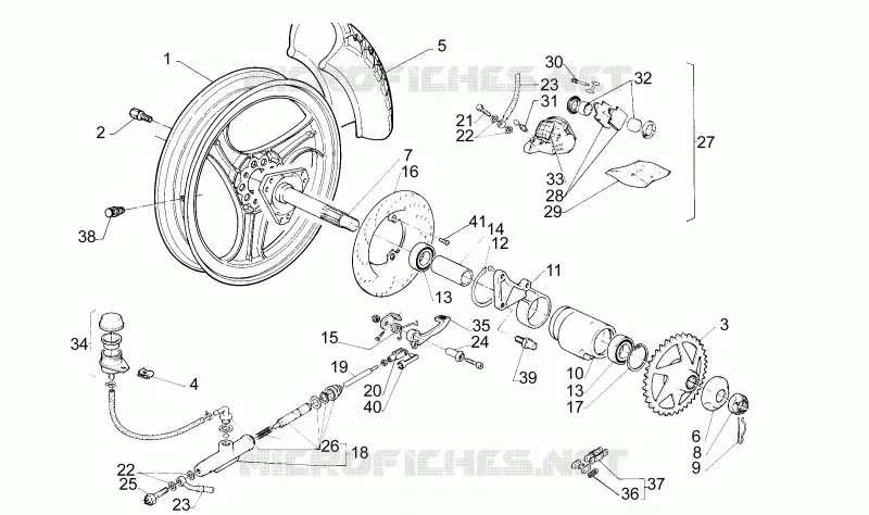 Roue arrière Aprilia APRILIA-MOTORCYCLES 50 RS 1993  RS 50