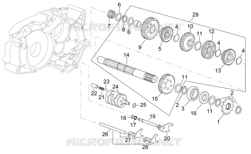 Arbre secondaire boite de vitesses Aprilia APRILIA-MOTORCYCLES 50 RS 2000  RS 50