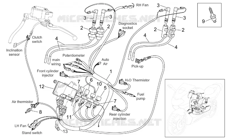 Circuit electrique arrière Aprilia APRILIA-MOTORCYCLES 1000 RST-FUTURA 2003  RST 1000 Futura