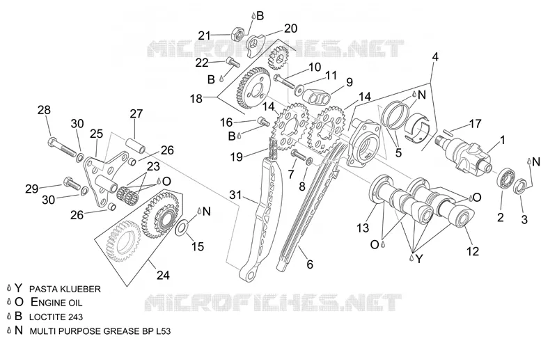 Distribution cylindre arrière Aprilia APRILIA-MOTORCYCLES 1000 RSV 2005  RSV 1000