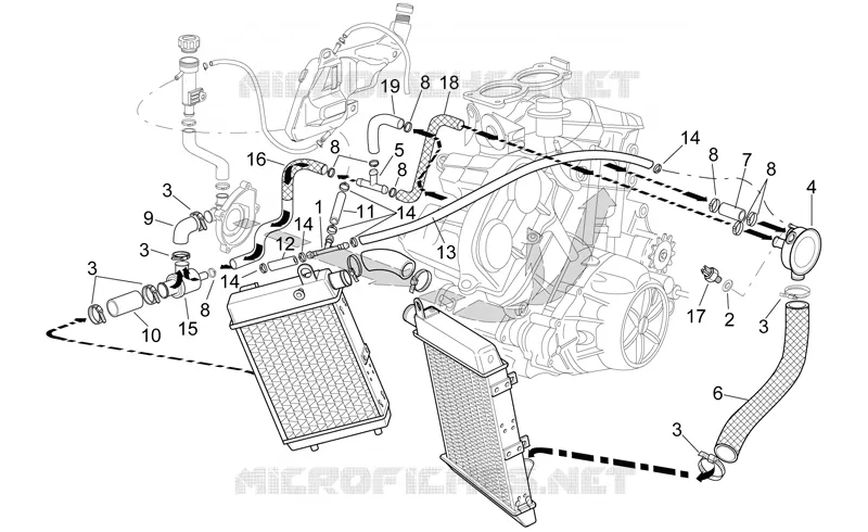 Installation refroidissement Aprilia APRILIA-MOTORCYCLES 1000 RSV 1999  RSV 1000 SP