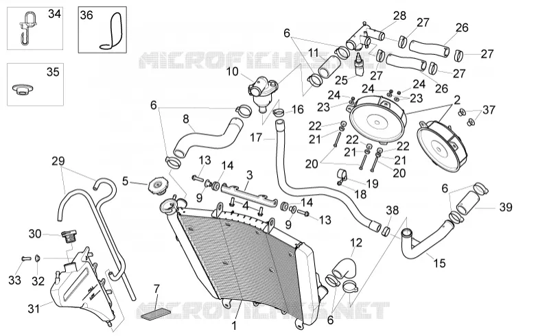 Installation refroidissement Aprilia APRILIA-MOTORCYCLES 1000 RSV 2010  RSV4 1000 R