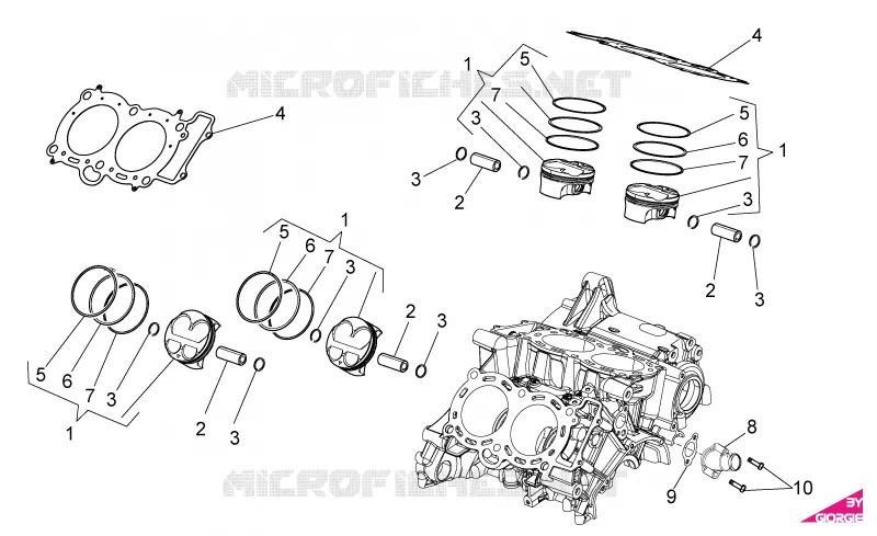 Cylindre - Piston Aprilia APRILIA-MOTORCYCLES 1000 RSV 2009  RSV4 1000 SBK - FACTORY