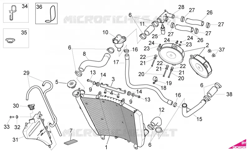 Installation refroidissement Aprilia APRILIA-MOTORCYCLES 1000 RSV 2010  RSV4 1000 SBK - FACTORY