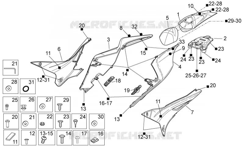 Carrosserie posterieure I Aprilia APRILIA-MOTORCYCLES 1000 RSV4 2011  RSV4 1000 APRC Factory STD - SE