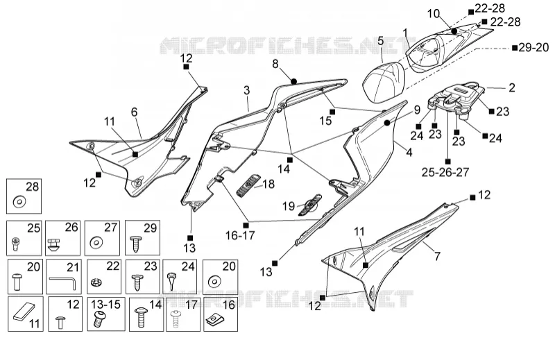 Carrosserie posterieure I Aprilia APRILIA-MOTORCYCLES 1000 RSV4 2012  RSV4 1000 APRC R