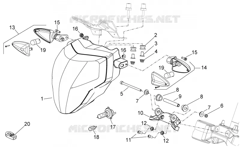 Feux avant Aprilia APRILIA-MOTORCYCLES 750 SHIVER 2009  Shiver