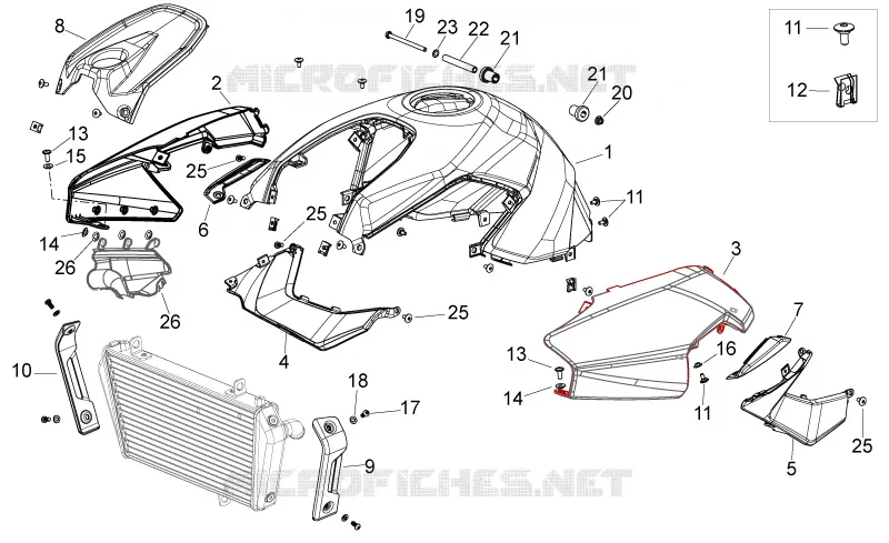 Carrosserie centrale Aprilia APRILIA-MOTORCYCLES 750 SHIVER 2011  Shiver