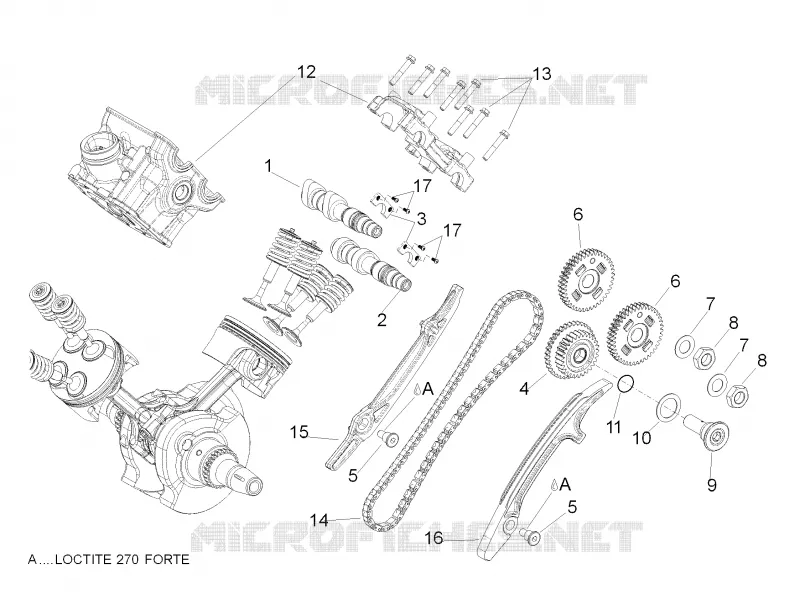 Distribution cylindre arrière Aprilia APRILIA-MOTORCYCLES 750 SHIVER 2011  Shiver