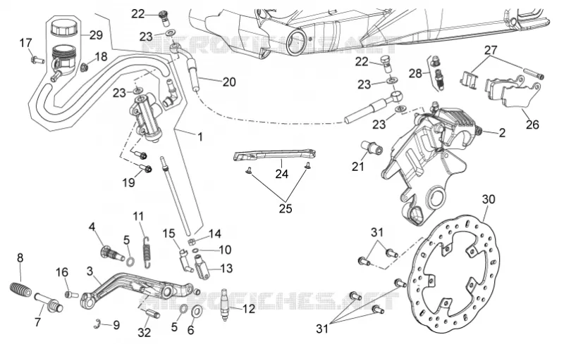 Sys.frein arrière Aprilia APRILIA-MOTORCYCLES 750 SHIVER 2012  Shiver