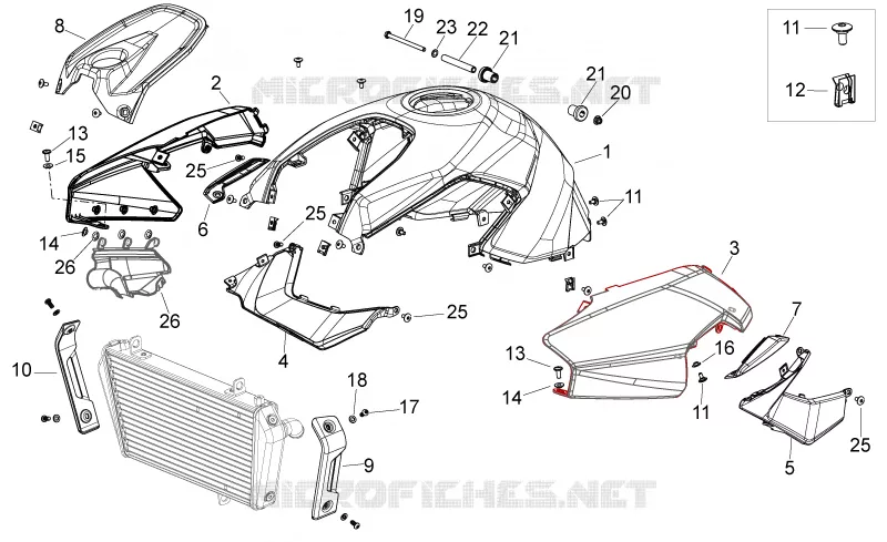 Carrosserie centrale Aprilia APRILIA-MOTORCYCLES 750 SHIVER 2015  Shiver