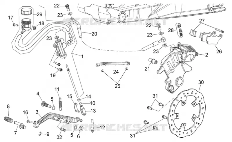 Sys.frein arrière Aprilia APRILIA-MOTORCYCLES 750 SHIVER 2014  Shiver