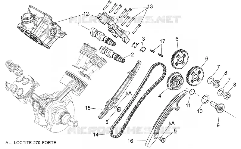 Distribution cylindre arrière Aprilia APRILIA-MOTORCYCLES 750 SHIVER 2014  Shiver