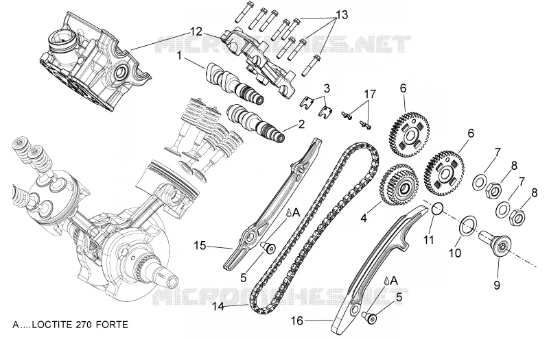 Distribution cylindre arrière Aprilia APRILIA-MOTORCYCLES 750 SHIVER 2016  Shiver