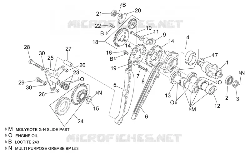 Distribution cylindre arrière Aprilia APRILIA-MOTORCYCLES 1000 SL-FALCO 2000  SL Falco