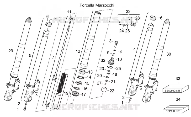 Fourche Av. III Aprilia APRILIA-MOTORCYCLES 1000 SL-FALCO 2000  SL Falco