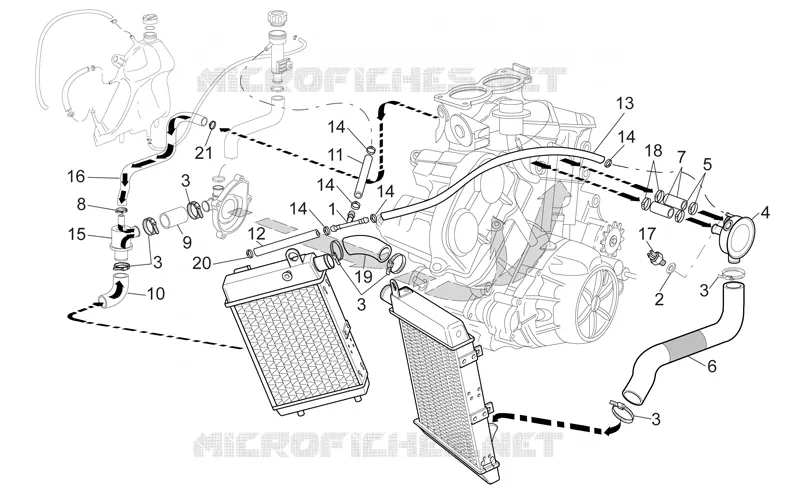Installation refroidissement Aprilia APRILIA-MOTORCYCLES 1000 SL-FALCO 2002  SL Falco