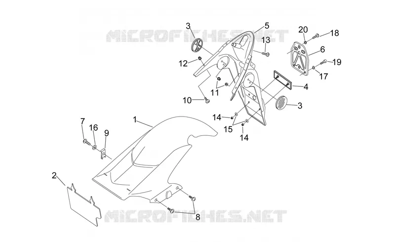 Carrosserie arriére - Garde-boue Aprilia APRILIA-SCOOTER 50 SONIC 1998  Sonic H2O