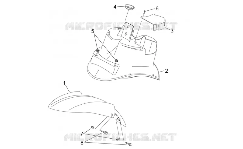Carrosserie av. - Garde-boue AV Aprilia APRILIA-SCOOTER 50 SONIC 2004  Sonic H2O