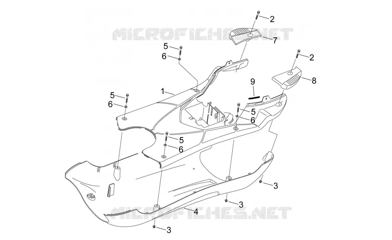 Carrosserie centrale - r. pieds Aprilia APRILIA-SCOOTER 50 SONIC 2005  Sonic H2O