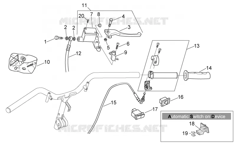 Commandes dte Aprilia APRILIA-SCOOTER 50 SONIC 2004  Sonic H2O