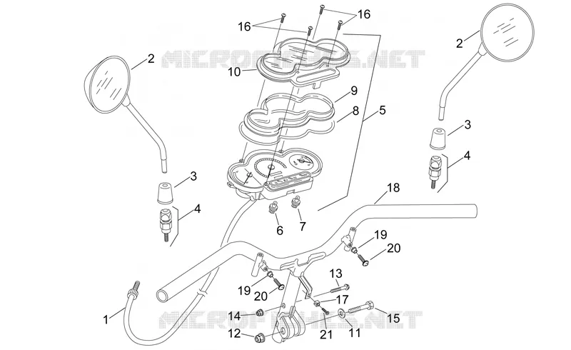 Guidon-tableau de bord Aprilia APRILIA-SCOOTER 50 SONIC 2001  Sonic H2O
