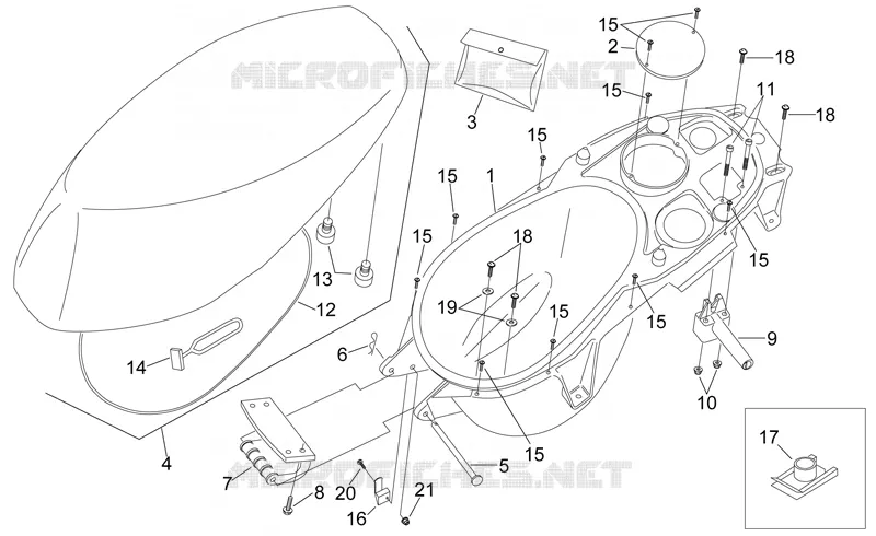 Selle et compart.p-casque Aprilia APRILIA-SCOOTER 50 SONIC 2007  Sonic H2O