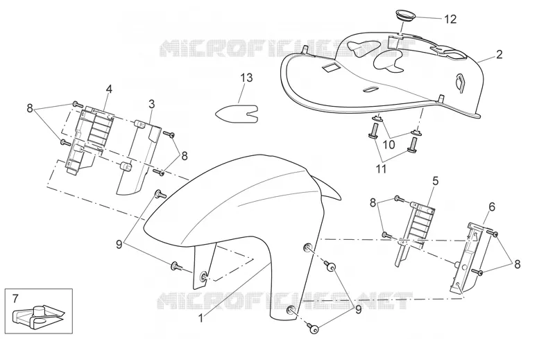 Carrosserie av. - Garde-boue AV Aprilia APRILIA-SCOOTER 200 SPORT-CITY 2006  Sport City E3