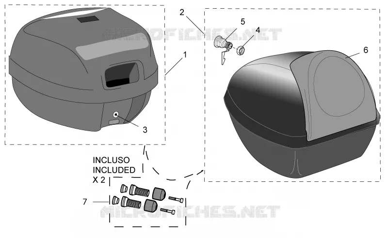 Acc. - Top cases II Aprilia APRILIA-SCOOTER 125 SPORT-CITY 2004  Sport City E2