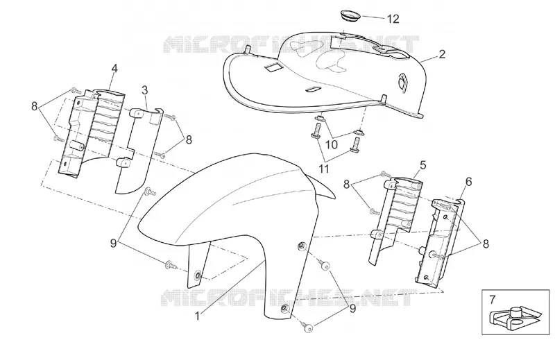 Carrosserie av. - Garde-boue AV Aprilia APRILIA-SCOOTER 200 SPORT-CITY 2006  Sport City E2