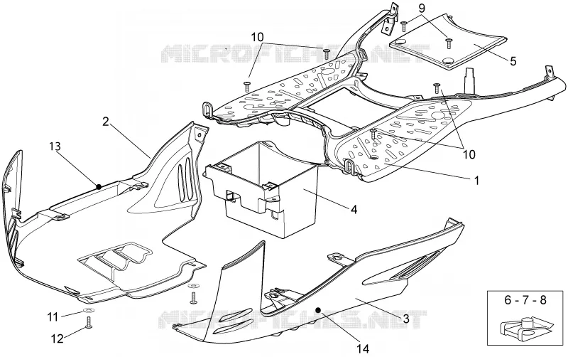 Carrosserie centrale II Aprilia APRILIA-SCOOTER 125 SPORT-CITY 2010  Sport City Cube carb E3