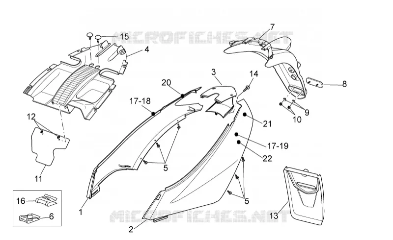 Carrosserie posterieure II Aprilia APRILIA-SCOOTER 200 SPORT-CITY 2010  Sport City Cube carb E3