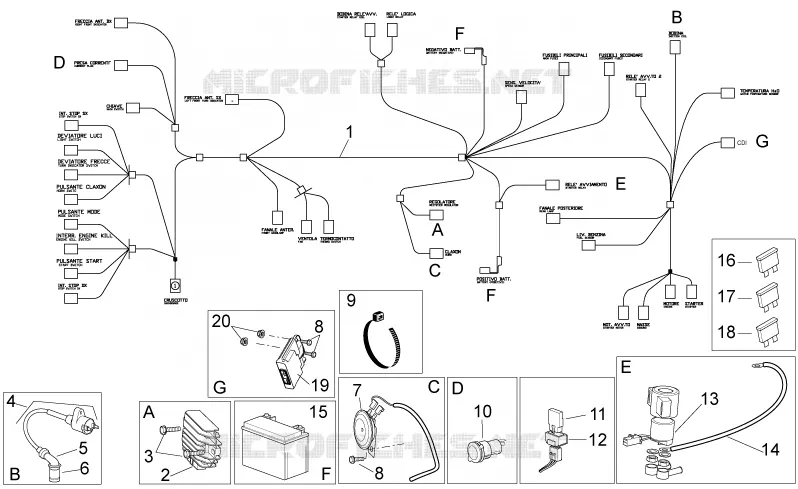 Circuit electrique Aprilia APRILIA-SCOOTER 125 SPORT-CITY 2010  Sport City Cube carb E3