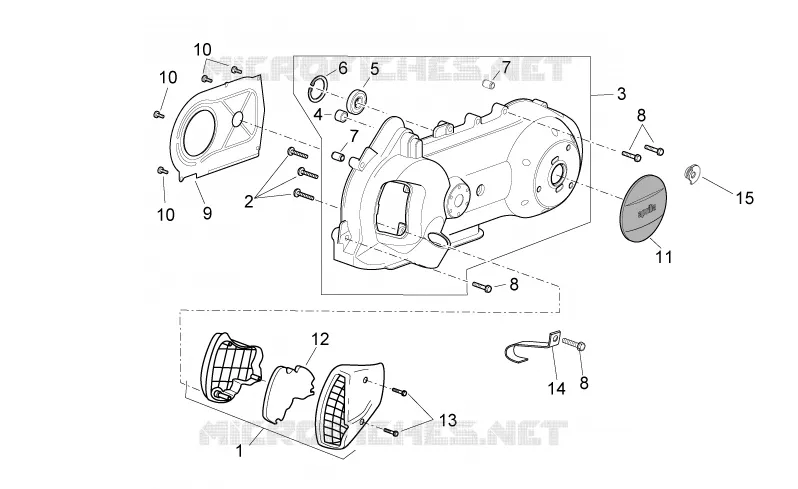Couvercle variateur Aprilia APRILIA-SCOOTER 200 SPORT-CITY 2010  Sport City Cube carb E3