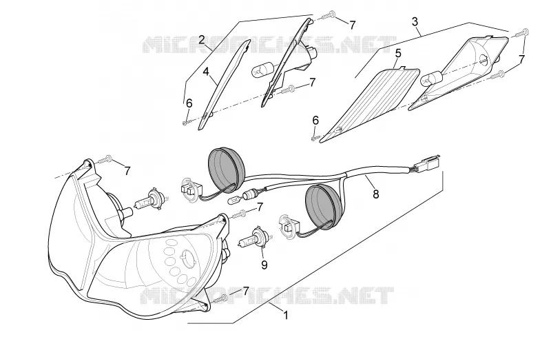 Feu avant Aprilia APRILIA-SCOOTER 200 SPORT-CITY 2010  Sport City Cube carb E3