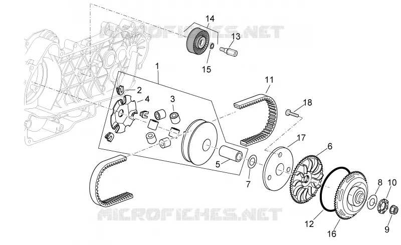 Groupe variateur Aprilia APRILIA-SCOOTER 125 SPORT-CITY 2009  Sport City Cube carb E3