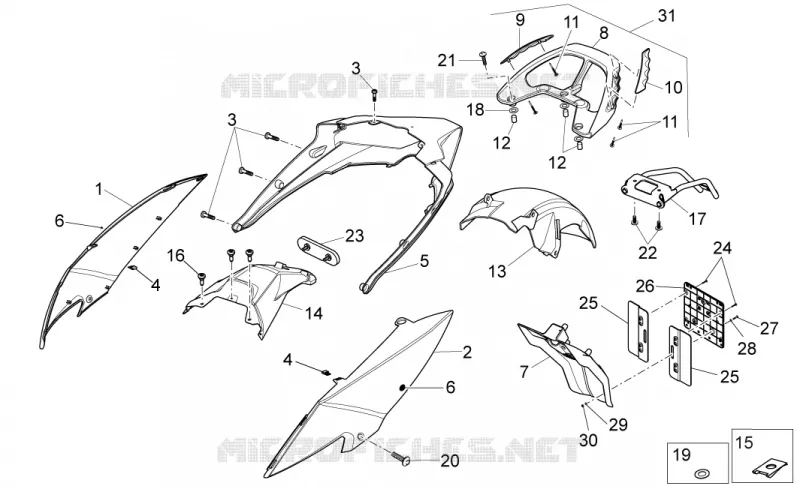Carrosserie posterieure Aprilia APRILIA-SCOOTER 125 SPORT-CITY 2010  Sport City ONE 4T E3