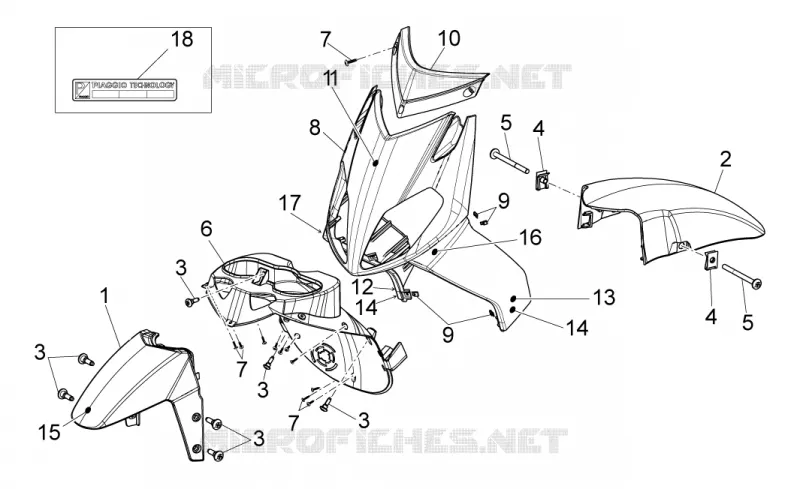 Carrosserie av. I Aprilia APRILIA-SCOOTER 50 SPORT-CITY 2009  Sport City ONE 2T 2V E3