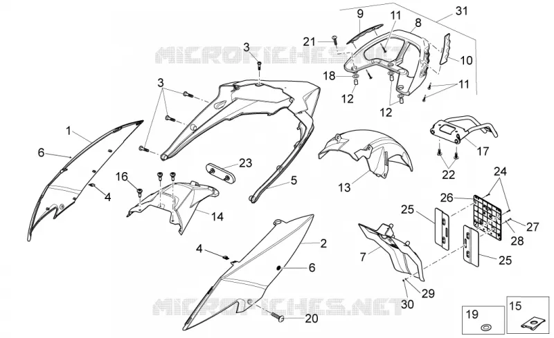 Carrosserie posterieure Aprilia APRILIA-SCOOTER 50 SPORT-CITY 2011  Sport City ONE 2T 2V E3