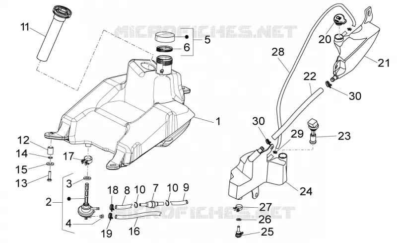 Réservoir essence Aprilia APRILIA-SCOOTER 50 SPORT-CITY 2008  Sport City ONE 2T 2V E3