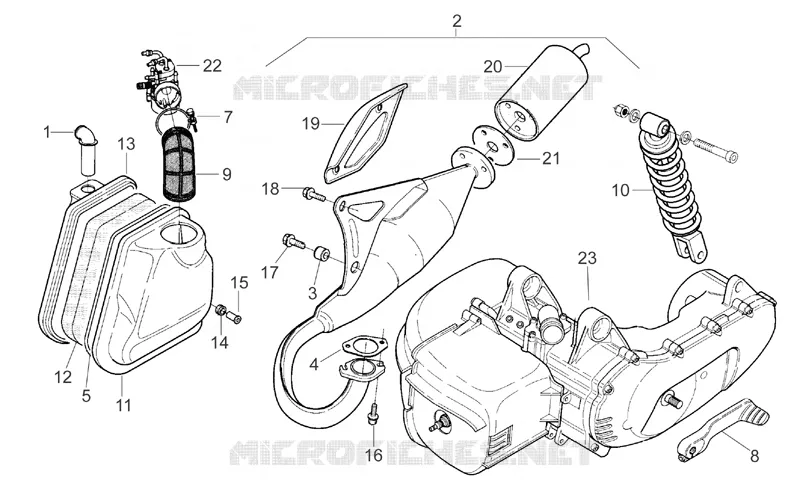Groupe echappement Aprilia APRILIA-SCOOTER 50 SR 1996  SR AIR (Horizontal cylinder)