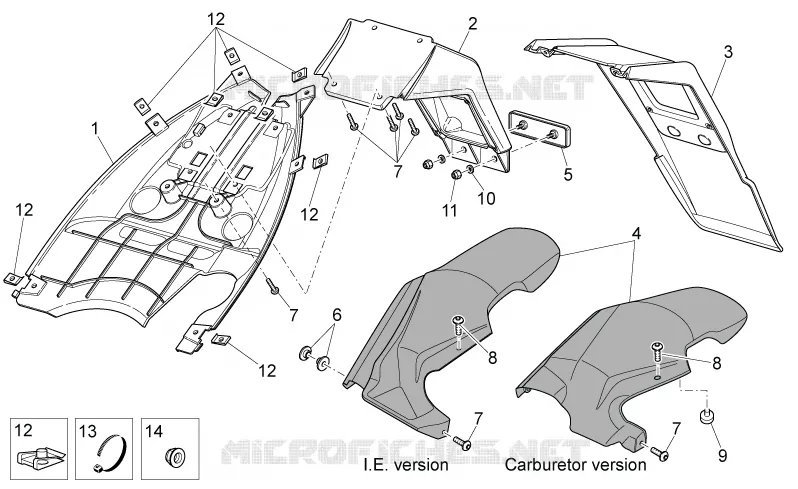 Carrosserie posterieure III Aprilia APRILIA-SCOOTER 50 SR 2014  SR carb.