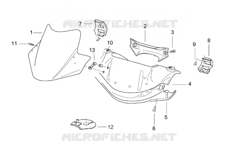 Carrosserie av. I Aprilia APRILIA-SCOOTER 50 SR 2001  SR H2O (Ditech+Carb.)
