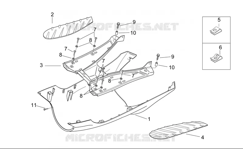 Carrosserie centrale II Aprilia APRILIA-SCOOTER 50 SR 2003  SR H2O (Ditech+Carb.)