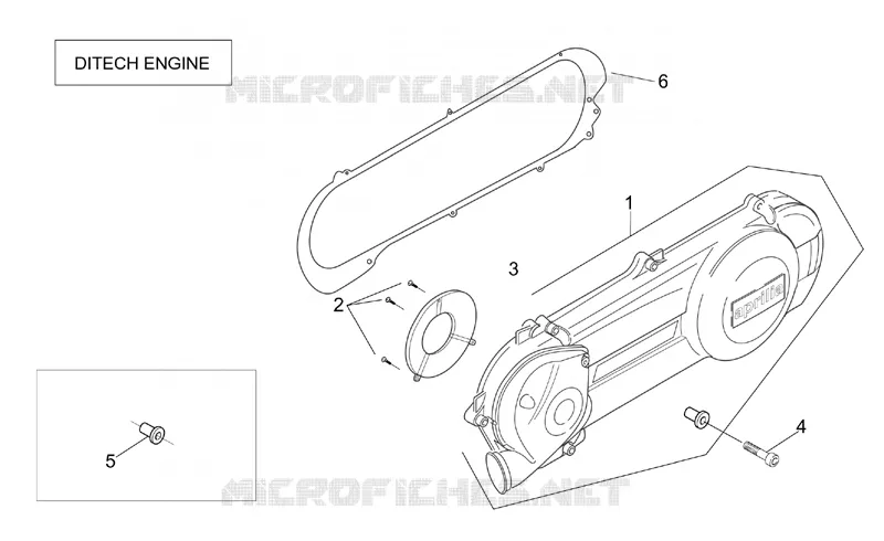 Couvercle transmission (Ditech) Aprilia APRILIA-SCOOTER 50 SR 2002  SR H2O (Ditech+Carb.)