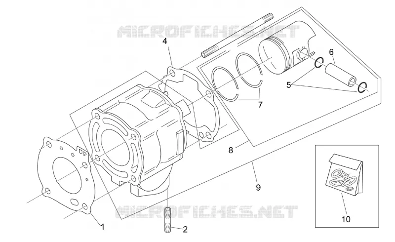 Cylindre av.piston Aprilia APRILIA-SCOOTER 50 SR 2004  SR H2O (Ditech+Carb.)