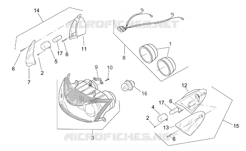 Feux avant Aprilia APRILIA-SCOOTER 50 SR 2003  SR H2O (Ditech+Carb.)