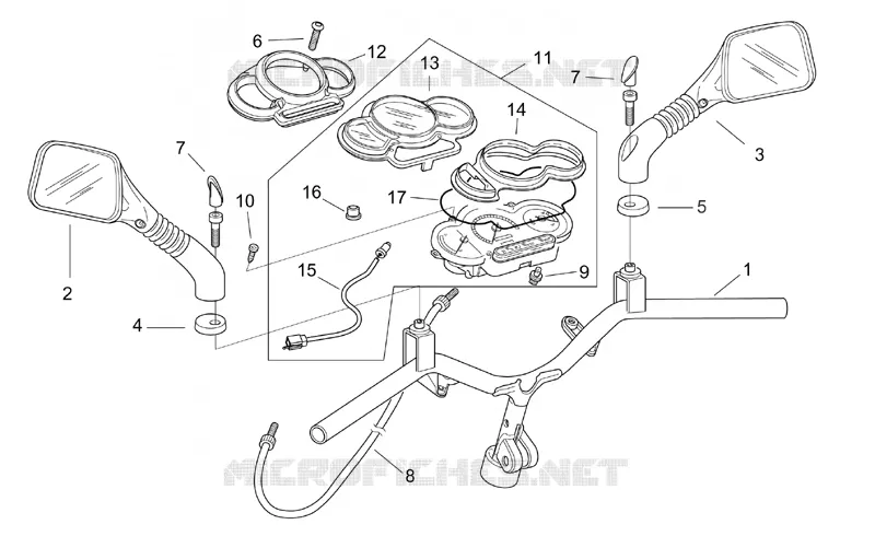 Guidon-tableau de bord Aprilia APRILIA-SCOOTER 50 SR 2001  SR H2O (Ditech+Carb.)