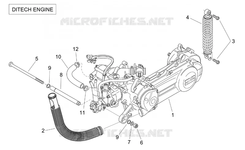 Moteur (Ditech) Aprilia APRILIA-SCOOTER 50 SR 2003  SR H2O (Ditech+Carb.)